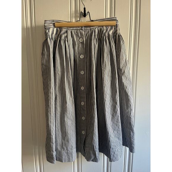 Louche A-line blue striped midi skirt size 12 - Picture 1 of 12